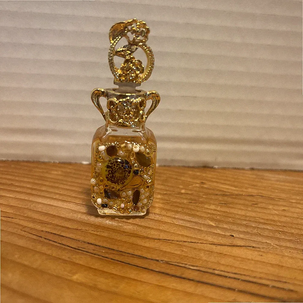 Adrian Designs 24k Gold Mini Decorative Perfume Square Bottle Vtg (a19