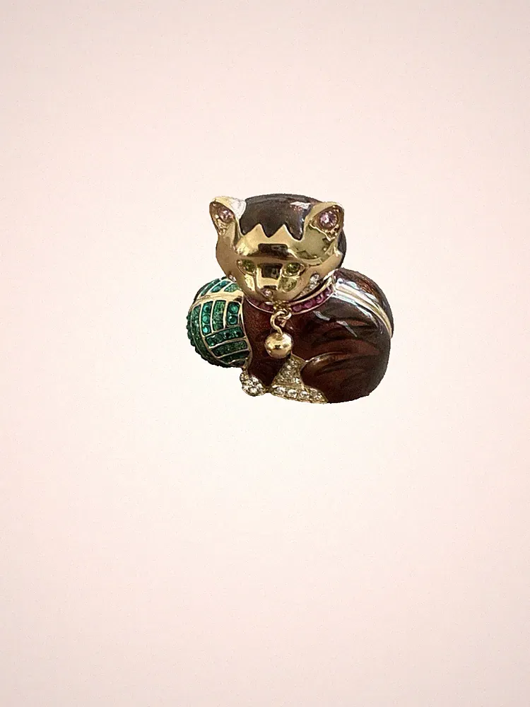 Estee Lauder Solid Perfume Compact "Cuddly Kitten" Designed by Judith Leiber