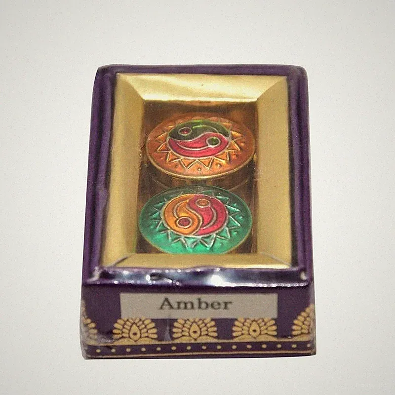 Handmade Amber Fragrance Natural Solid Perfume 2 Mini Brass Jar Body Spray 4g