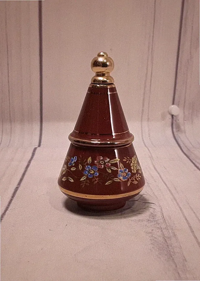 Vintage Bardaco Solid Perfume Ceramic Floral Design Bottle ~ Made In Greece~ NOS